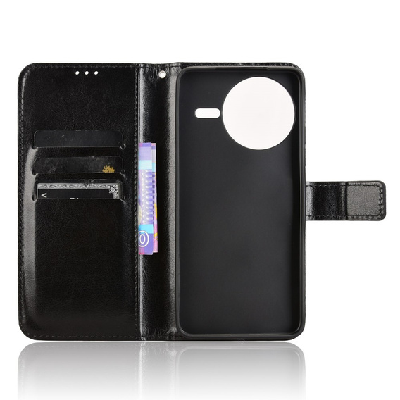 Etui z klapką do Xiaomi Poco F7 Ultra, Crazy Horse Wallet, czarne