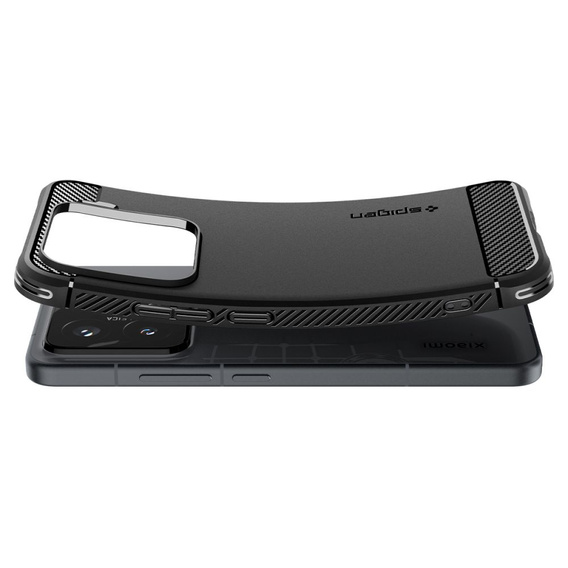 Etui Spigen do Xiaomi 15, Rugged Armor, czarne + Szkło Hartowane 9H