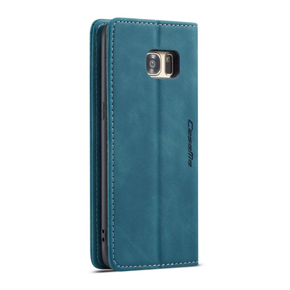Etui CASEME do Samsung Galaxy S7 Edge, Leather Wallet Case, niebieskie