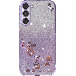 Etui do Samsung Galaxy S23+ Plus, Glitter Flower, fioletowe