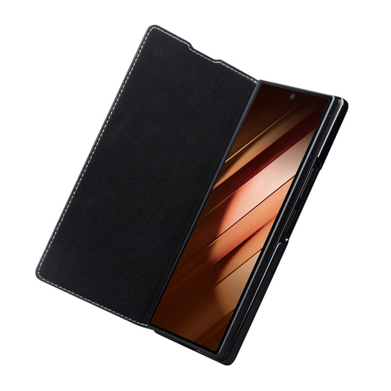 Skórzane etui Qialino do Samsung Galaxy Z Fold7, czarne