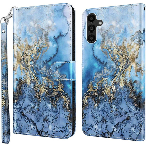 Etui z klapką do Samsung Galaxy A14 4G/5G, Wallet, Marble niebieskie