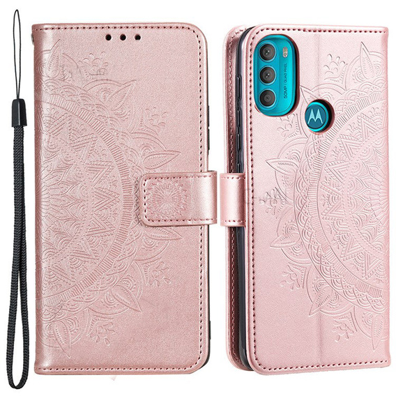 Etui z klapką do Motorola Moto G71 5G, Mandala, różowe