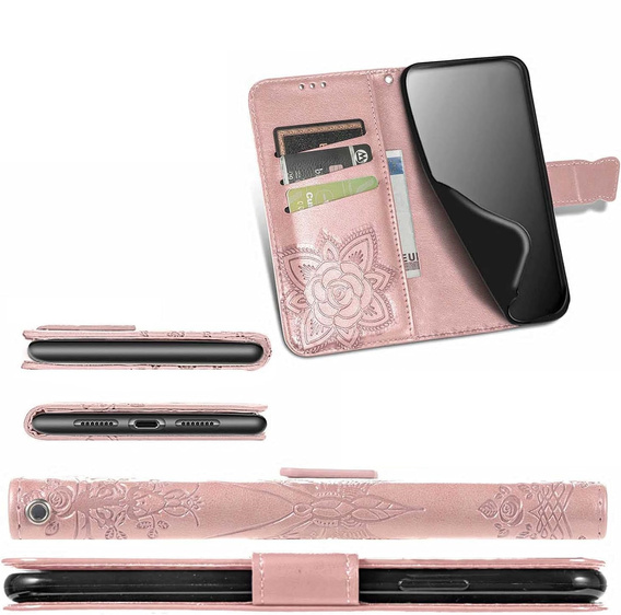Etui z klapką do Xiaomi Redmi A5, Butterfly, różowe rose gold