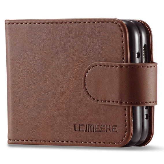 Etui z klapką do Samsung Galaxy Z Flip 4 5G, LC.IMEEKE, brązowe