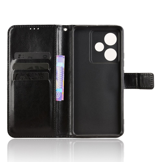 Etui z klapką do Realme GT 7 / 7T, Crazy Horse Wallet, czarne