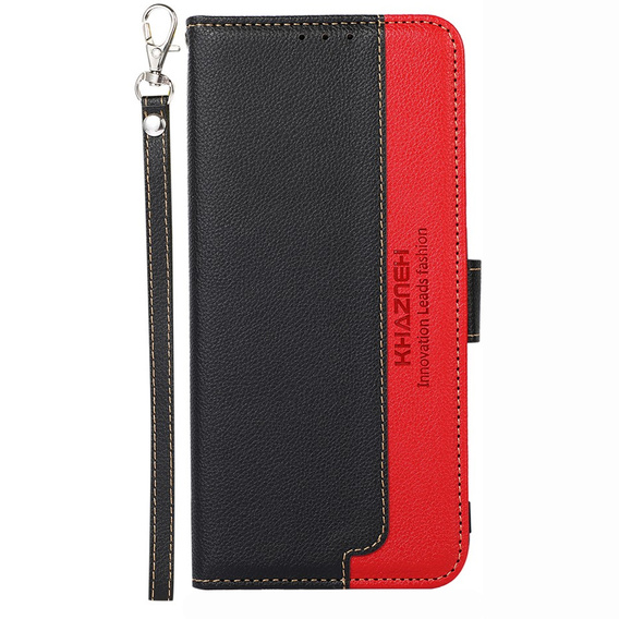Etui z klapką do Motorola Edge 40 5G, KHAZNEH RFID, czarne / czerwone