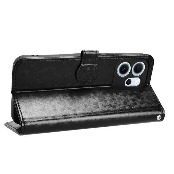 Etui z klapką do Oppo Reno 14 F / 14 FS, Wallet Rhombus, czarne