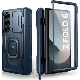 Etui pancerne do Samsung Galaxy Z Fold 6 5G, Dexnor Camera Slide S-Pen Slot, niebieskie