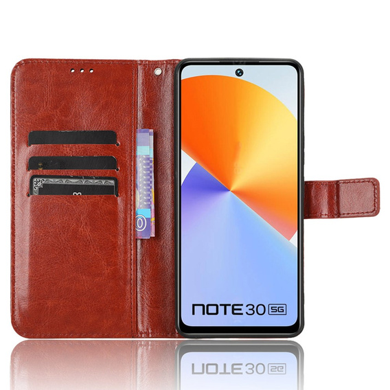 Etui z klapką do Infinix Note 30, Crazy Horse Wallet, brązowe