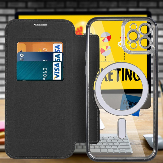 Etui z klapką do iPhone 11 Pro Max, RFID Wallet MagSafe z ochroną aparatu, czarne