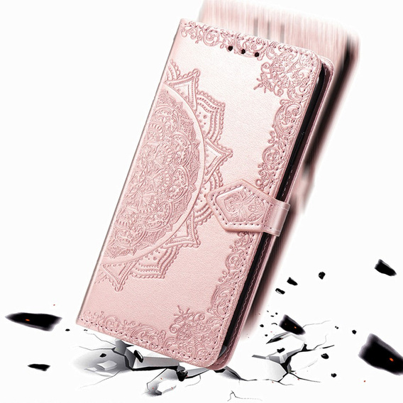 Etui z klapką do Samsung Galaxy Z Fold3 5G, Mandala, różowe rose gold