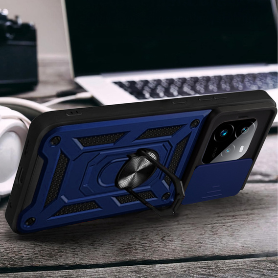 Etui pancerne do Realme GT 7 Pro, CamShield Slide, niebieskie