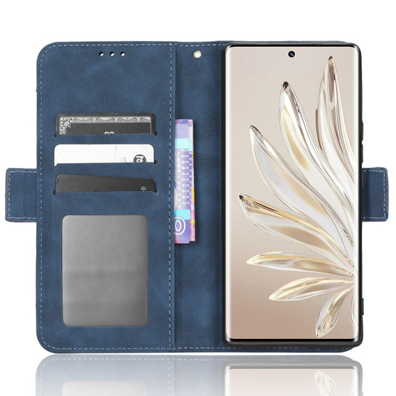 Etui z klapką do Honor 70 5G, Card Slot, granatowe