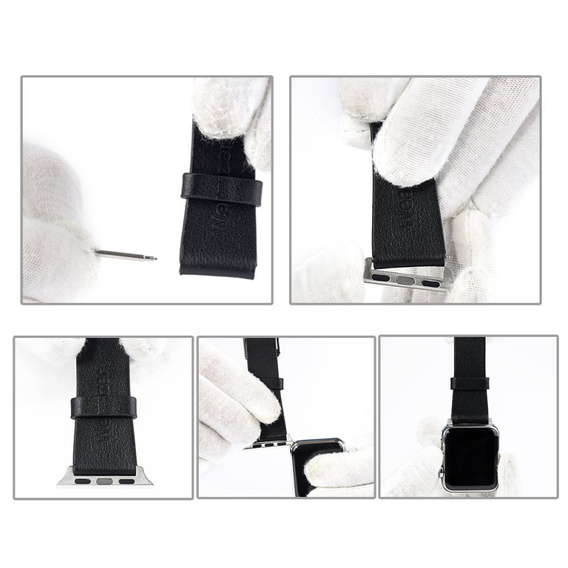 Zapięcie ze stali nierdzewnej do zegarka Apple Watch 1/2/3/4/5/6/7/8/9/10/11/SE 38/40/41/42mm, Czarne