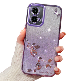 Etui do Motorola Moto G24 / G24 Power / G04, Glitter Flower, fioletowe