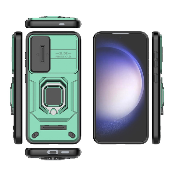 Etui do Samsung Galaxy S24, KickStand Camera Lens, zielone