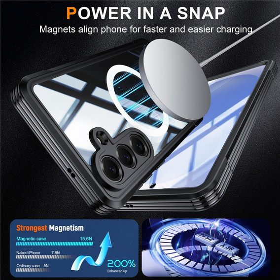 Etui do Samsung Galaxy S26, Shockproof, ze szkłem, do MagSafe, czarne