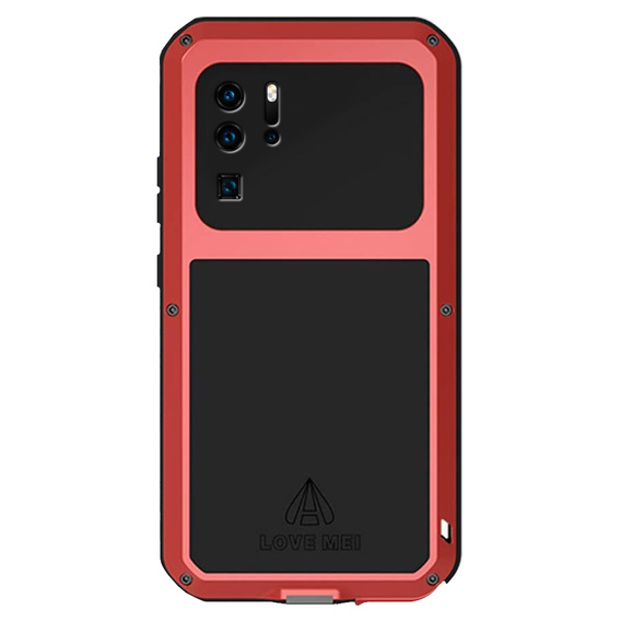 Etui Love Mei do Huawei P30 Pro, pancerne ze szkłem, czerwone / czarne