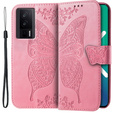 Etui z klapką do Xiaomi Poco F5 Pro, Butterfly, różowe