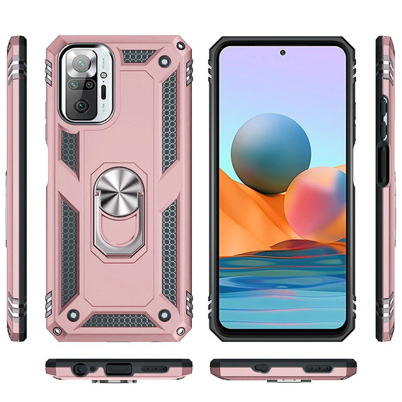 Etui pancerne do Xiaomi Redmi Note 10 Pro, Nox Case Ring, różowe rose gold