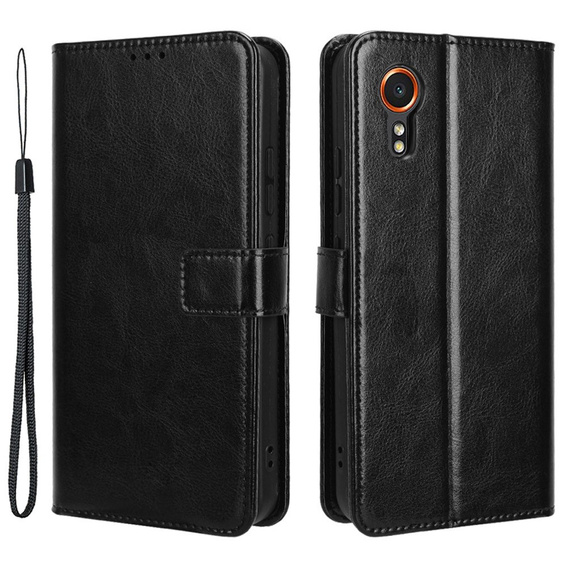 Etui z klapką do Samsung Galaxy Xcover 7, Crazy Horse Wallet, czarne