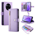 Etui z klapką do Realme 14 Pro+ 5G, Wallet Zipper Pocket, fioletowe