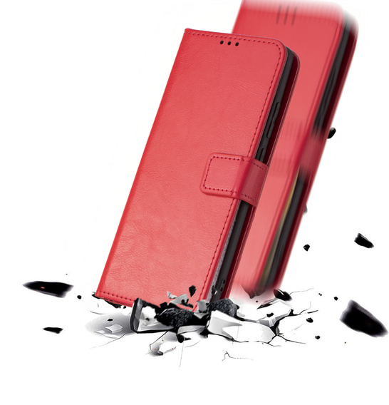 Stylowe etui z klapką do Motorola Edge 60 Pro, Crazy Horse Wallet - czerwone