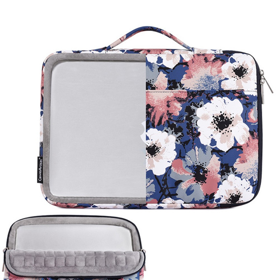 Etui na Laptopa 13" z Kwiatowym Wzorem i Uchwytem - Niebieskie