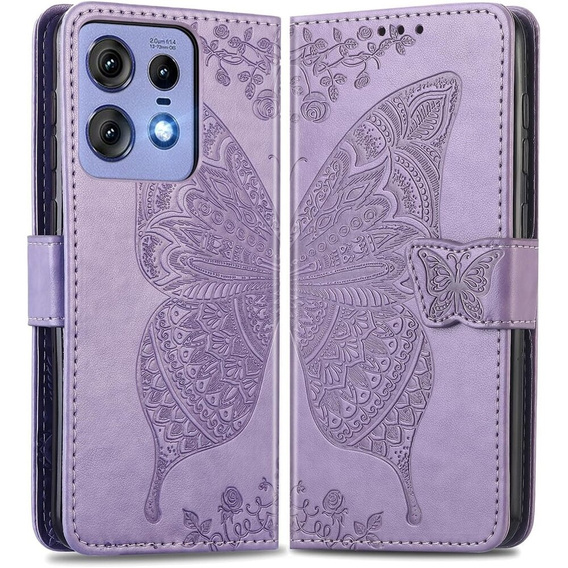 Etui z klapką do Motorola Edge 50 Pro, Butterfly, fioletowe