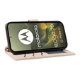 Etui z klapką do Motorola Edge 70, Rhombus Crossbody Leather, beżowe