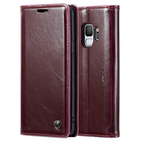 Etui z klapką CASEME do Samsung Galaxy S9, Waxy Textured, czerwone