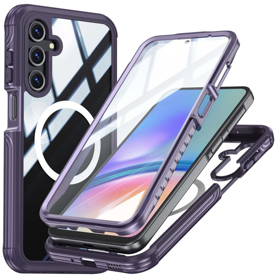 Etui do Samsung Galaxy A16 / A16 5G, Shockproof, ze szkłem, do MagSafe, fioletowe