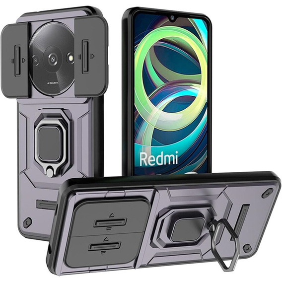 Etui do Xiaomi Redmi A3, KickStand Camera Lens, fioletowe