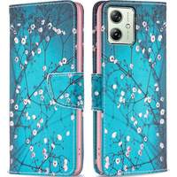 Etui z klapką do Motorola Moto G54 5G, Wallet, Sakura niebieskie