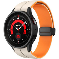 Pasek Silikonowy do Samsung Galaxy Watch 4/5/6 40/42/43/44/45/46/47mm, Beżowy / Pomarańczowy