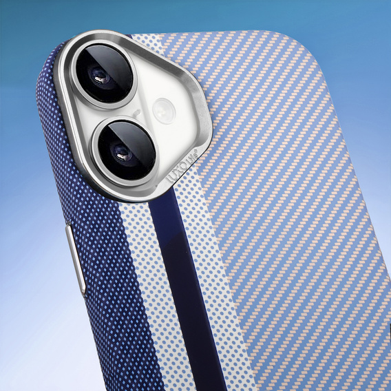 Etui do iPhone 16, Carbon Fiber MagSafe, niebieskie
