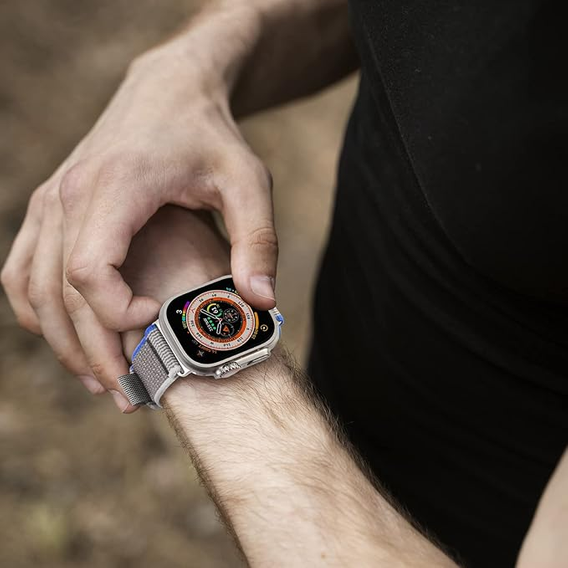 Pasek Nylonowy do Apple Watch 1/2/3/4/5/6/7/8/9/10/11/SE Ultra 1/2/3 42/44/45/46/49mm, Szary/Niebieski