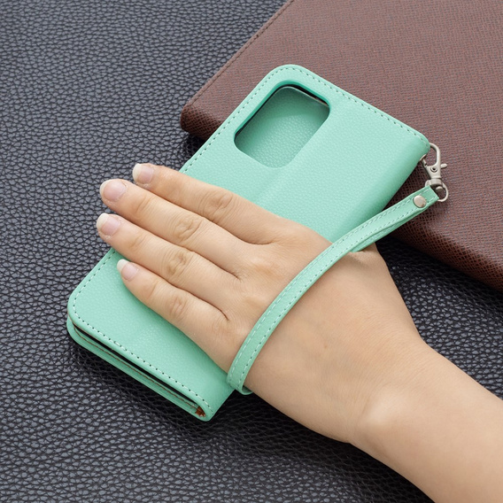 Etui Litchi Wallet with Strap do Samsung Galaxy A53 5G, Green