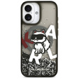 Etui Karl Lagerfeld do iPhone 17, Liquid Glitter Choupette MagSafe, czarne