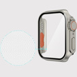 2w1 Etui + Szkło Hartowane do Apple Watch 7/8/9 41MM, Srebrne/Pomarańczowe
