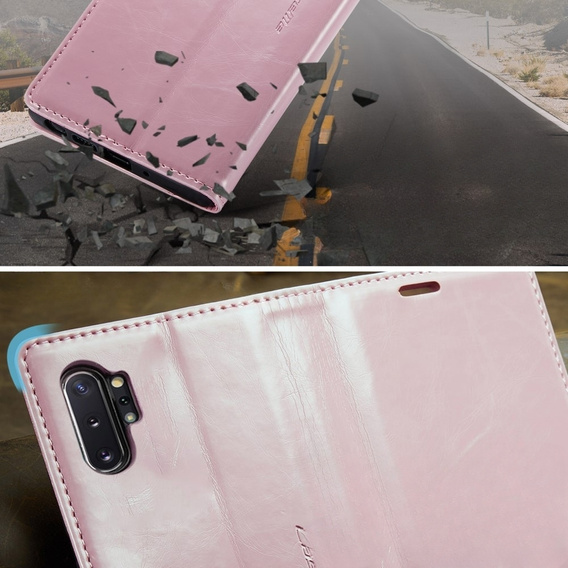 Etui z klapką CASEME do Samsung Galaxy Note 10 Plus, Waxy Textured, różowe