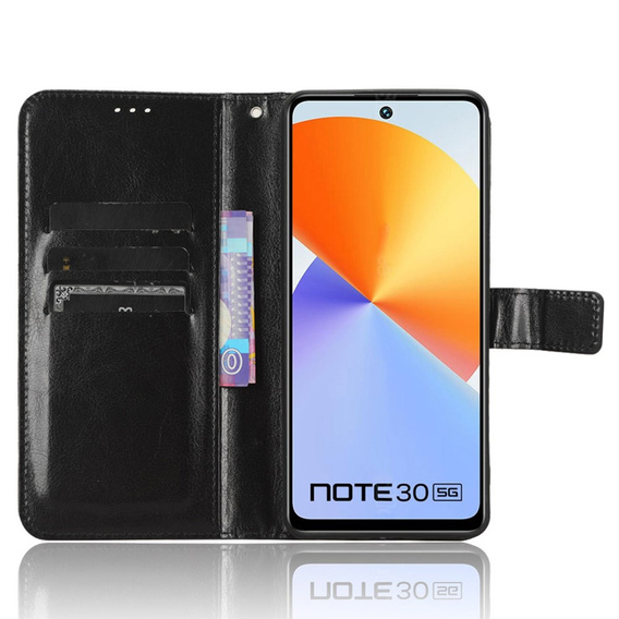 Etui z klapką do Infinix Note 30, Crazy Horse Wallet, czarne