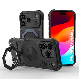 Etui pancerne do iPhone 17 Pro Max, do MagSafe, z podstawką, czarne