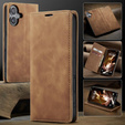 Etui do iPhone 17, ERBORD Vintage portfel z klapką, kawowe