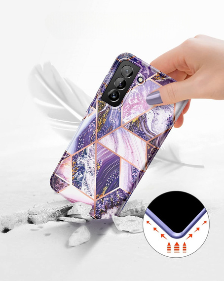 Etui do Samsung Galaxy S22, Suritch Full Body Marble, fioletowe