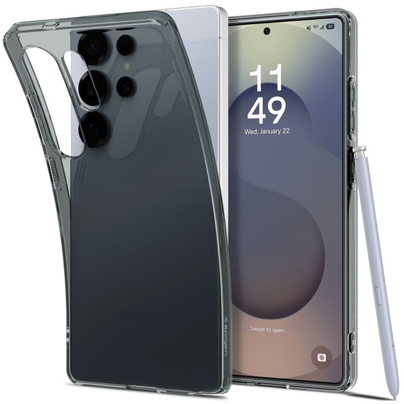 Etui Spigen do Galaxy S25 Ultra, Liquid Crystal, przezroczyste czarne + Szkło Hartowane 9h