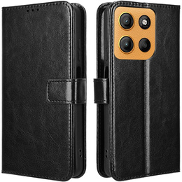 Etui z klapką do Motorola Moto G15 / Motorola Moto G15 Power, Crazy Horse Wallet, czarne