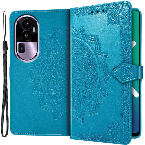 Etui z klapką do Oppo Reno 10 / 10 Pro, Mandala, niebieskie