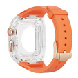 Pasek Silikonowy z Etui do Apple Watch 4/5/6/7/8/9/SE 44/45MM, Pomarańczowy / Przezroczysty